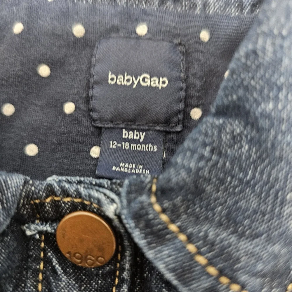 Baby Gap Denim Jacket‎ 12 18 Months Polka Dot Lined Jean Coat